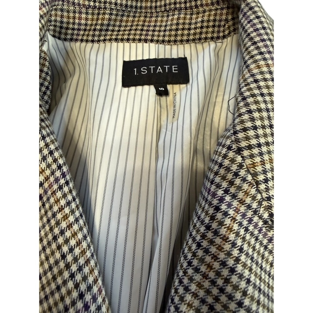 1. State Plaid Houndstooth Double Breasted Academia Blazer Jacket Size 10 - Picture 4 of 4